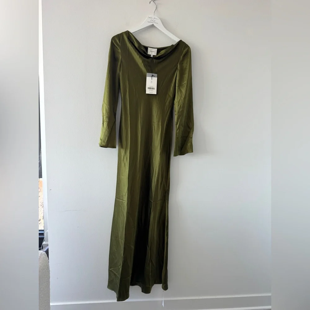 REFORMATION NWT Pike Silk Maxi Dress in Moss - Picture 6 of 14